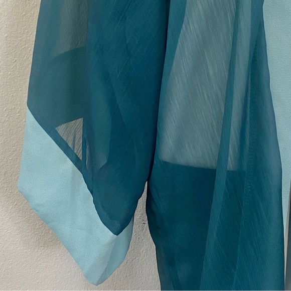 NWT Xhilaration XS/S Emerald Kimono with Blue Hemlines - Picture 6 of 14
